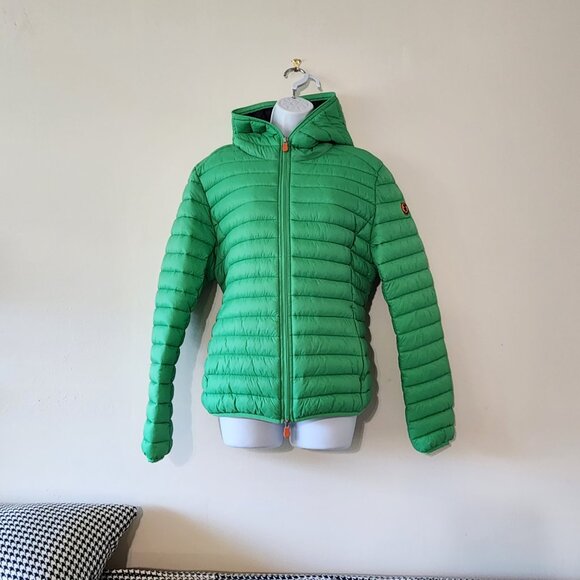 Save The Duck Women's SZ 5/XXL Neon Green Long Sleeve Lightweight Puffer Jacket - Picture 7 of 14